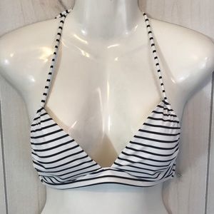 Victoria's Sectet Black & White Striped Bikini Top
